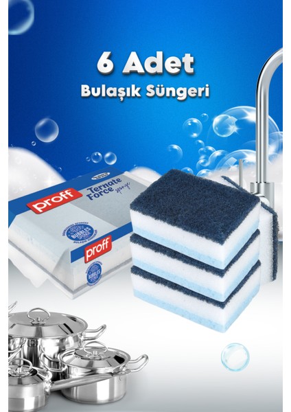 6 Adet Özel Dokulu Düz Bulaşık Süngeri – Özel Dokulu, Dayanıklı Mutfak Süngeri Seti