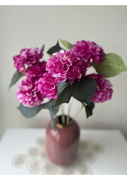 Fuşya Yapay Krizantem Çiçek 9'lu, 56 Cm, Hediyelik, Gelin Çiçeği