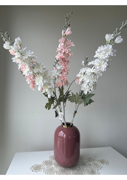 Beyaz, Pembe Delfinyum Dal Yapay Çiçek, 85 cm fiyatları