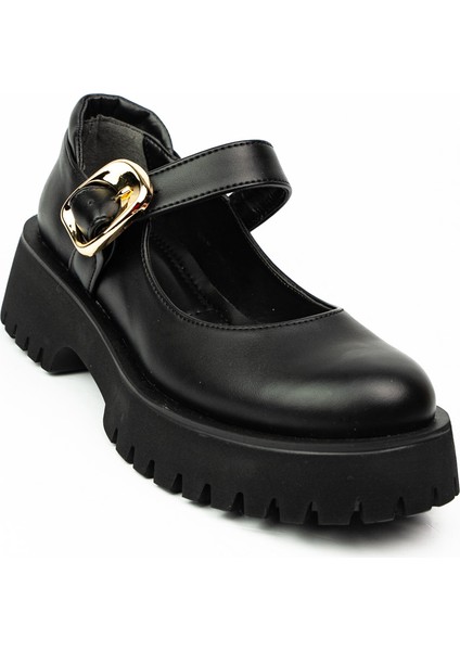 601 Massima Siyah Kalın Taban Atkılı Günlük Kadın Ayakkabı