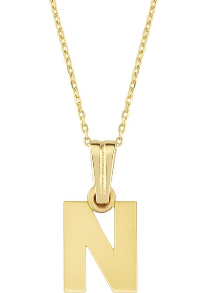 Altın N Harfi Kolye