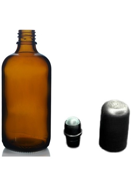 100ML Kahverengi Cam Şişe Roll-On Şişe, 24 Adet, Bilye Başlıklı Şişe, Cam Şişe, Roll-On Şişesi, Amber Şişe