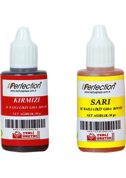 Chef 2'li Sıvı Su Bazlı Likit Gıda Boyası Sarı Kırmızı 2 x 30 Gr.