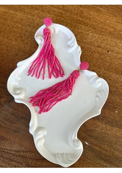 Pembe Gold Uzun Sallantılı Küpe