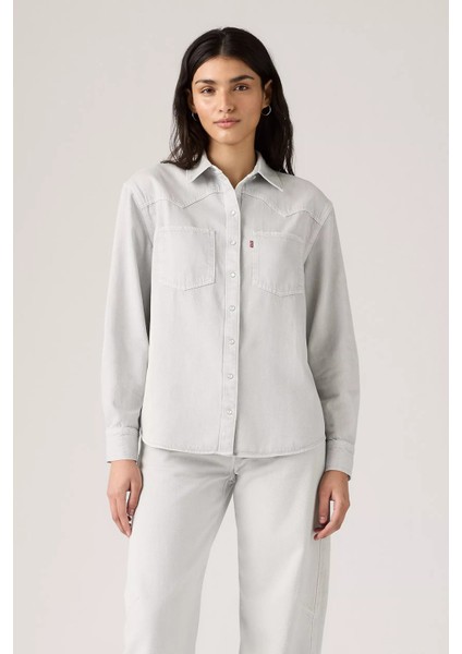 Pamuk Karışım Regular Fit Cepli Kot Gömlek Bayan Kot Gömlek A7244 fiyatları