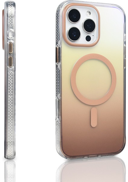 Apple iPhone 16 Pro Max Kılıf M-Safe Şarj Özellikli Transparan Renk Geçişli Prl Toros Kapak - Mavi fırsatları