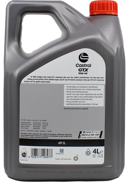 Gtx 10W40 4 Lt Sentetik Motor Yağı 2024 fiyatları