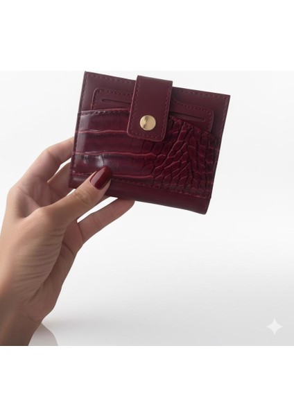 Bordo Cherry Red Cüzdan Tokalı Deri Görünümlü Cüzdan Kartlık fiyatları