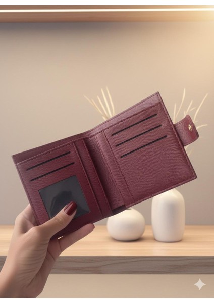Bordo Cherry Red Cüzdan Tokalı Deri Görünümlü Cüzdan Kartlık modelleri