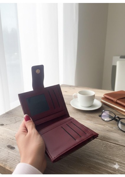 Bordo Cherry Red Cüzdan Tokalı Deri Görünümlü Cüzdan Kartlık fırsatları