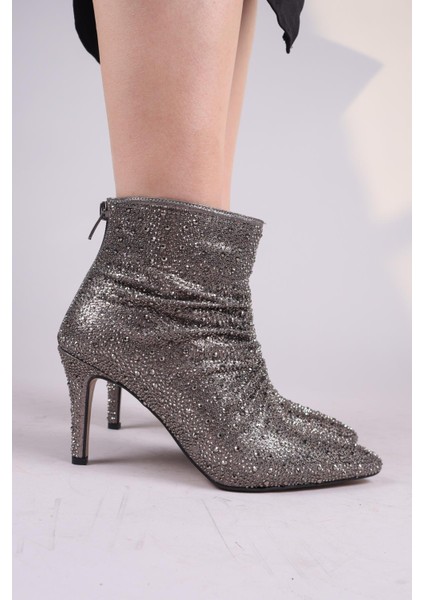 Shinora Komple Taşlı Topuklu Bot Platin modelleri