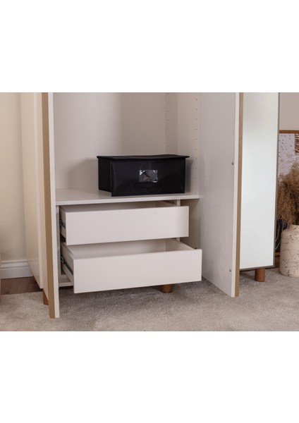 İtra 3 Kapaklı Gardırop – Krem Gövde, Krem Lake Aynalı Kapak indirimleri