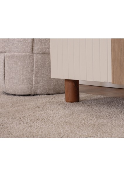 İtra 3 Kapaklı Gardırop – Krem Gövde, Krem Lake Aynalı Kapak