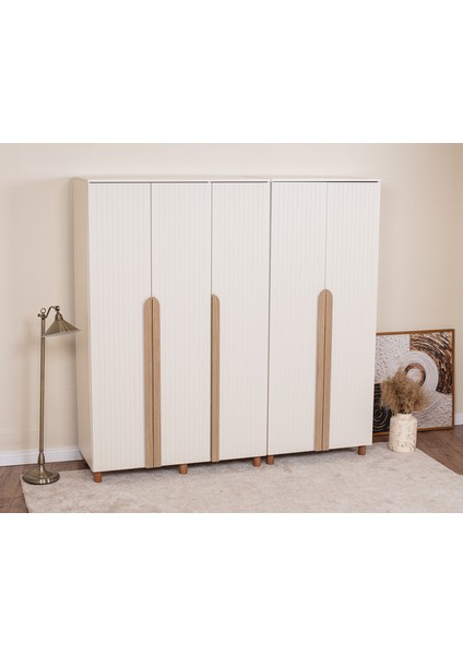 İtra 5 Kapaklı Gardırop – Krem Gövde, Krem Lake Kapak