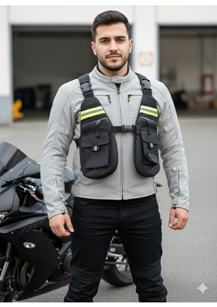 Motosiklet ve Bisiklet Çok Cepli Yelek Tipli Göğüs Çanta Lüx Motor Çantası Yeni modelleri