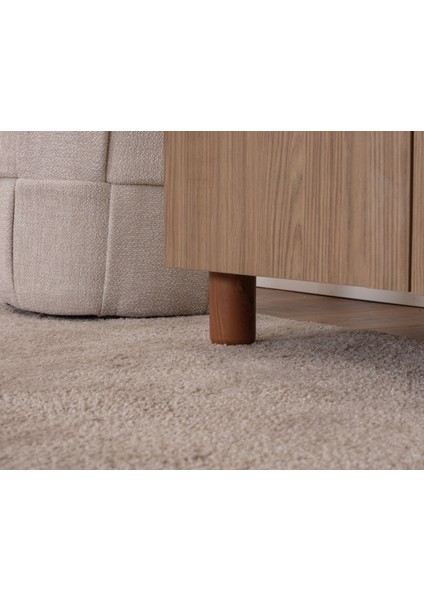 İtra 3 Kapaklı Gardırop – Krem Gövde, Meşe MDFLAM, Aynalı Kapak