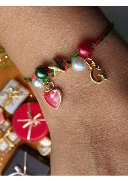 Yılbaşı Kalp, Yıldız ve Harf Detaylı Bileklik