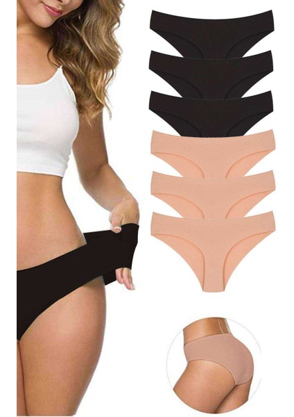 6 Adet Kadın Dikişsiz Lazer Kesim Esnek Iz Yapmayan Külot S2