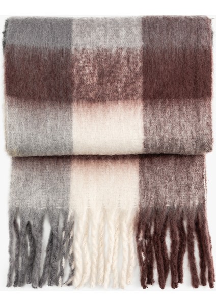 Yumuşak Dokulu Püsküllü Ekoseli Uzun Atkı fiyatları