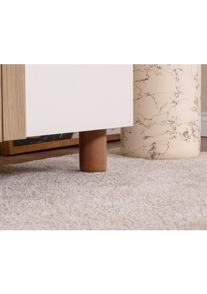 İtra 5 Kapaklı Gardırop – Krem Gövde, Krem MDFLAM Aynalı Kapak