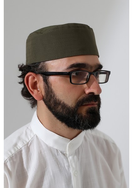 Elif Vav Nakışlı Kalıp Namaz Takkesi - Haki fırsatları