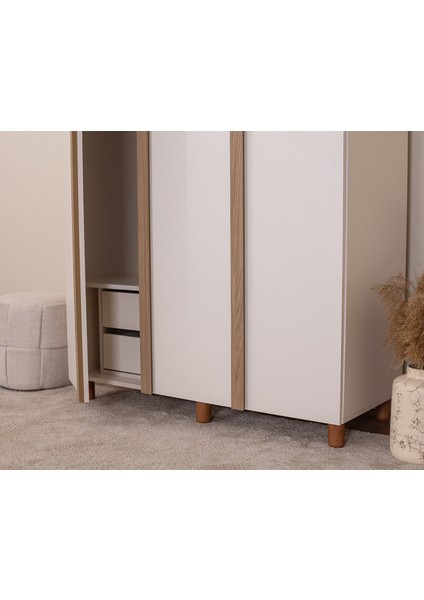 İtra 3 Kapaklı Gardırop – Krem Gövde, Krem MDFLAM Kapak fırsatları