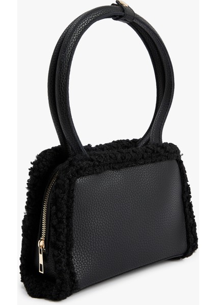 Peluş Detaylı Fermuarlı Saplı Suni Deri Omuz Çantası fiyatları