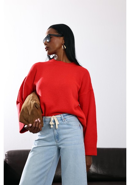 Kırmızı Bisiklet Yaka Kazak