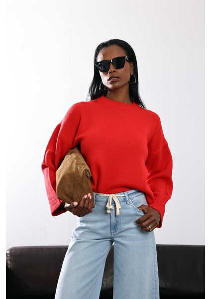 Kırmızı Bisiklet Yaka Kazak modelleri