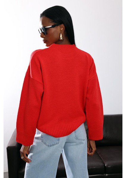 Kırmızı Bisiklet Yaka Kazak