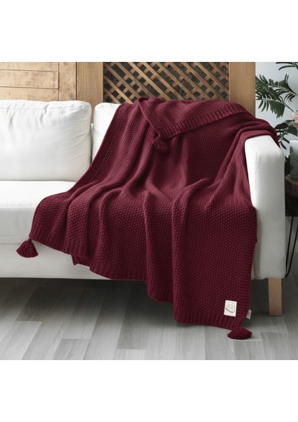 Coco Pirinç Örgü Ponponlu Triko Tv Battaniyesi Throw Koltuk Şalı