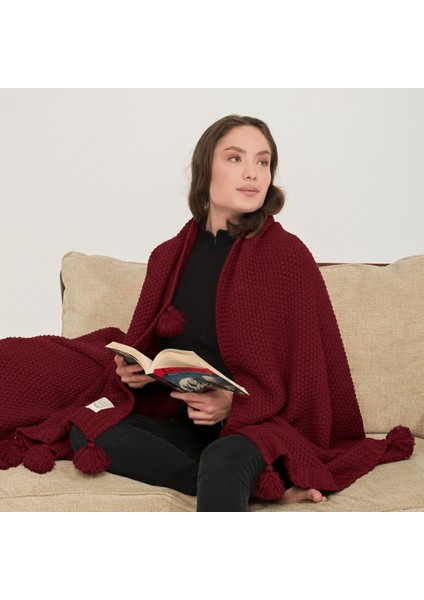 Coco Pirinç Örgü Ponponlu Triko Tv Battaniyesi Throw Koltuk Şalı indirimleri