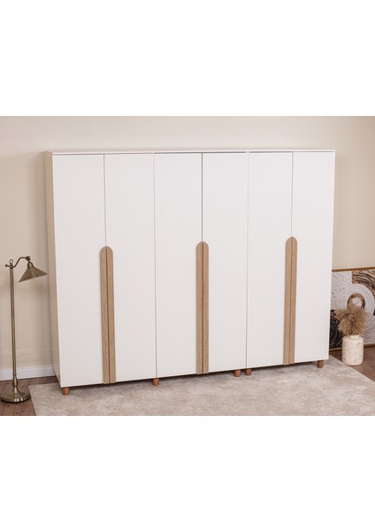 İtra 6 Kapaklı Gardırop – Krem Gövde Krem MDFLAM Kapaklı