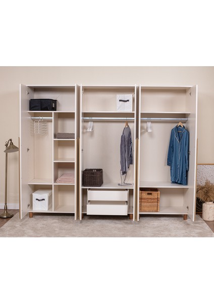 İtra 6 Kapaklı Gardırop – Krem Gövde Krem MDFLAM Kapaklı modelleri