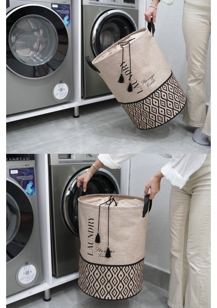 Yuvarlak Torbalı Sepet (35 x 35 x 50 Cm)