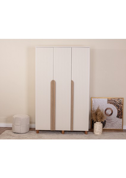 İtra 3 Kapaklı Gardırop – Krem Gövde, Krem Lake Kapak modelleri