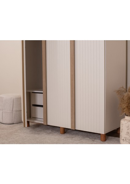 İtra 3 Kapaklı Gardırop – Krem Gövde, Krem Lake Kapak fırsatları