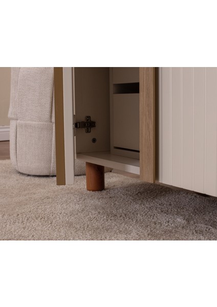 İtra 3 Kapaklı Gardırop – Krem Gövde, Krem Lake Kapak