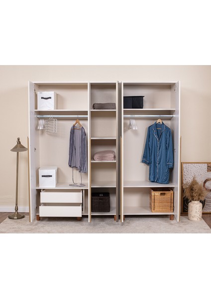 İtra 5 Kapaklı Gardırop – Krem Gövde, Krem Lake Aynalı Kapak fiyatları