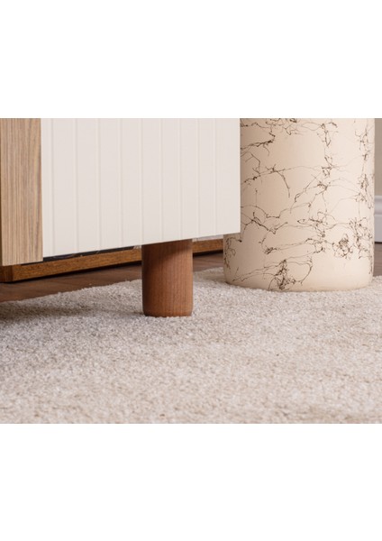 İtra 5 Kapaklı Gardırop – Krem Gövde, Krem Lake Aynalı Kapak