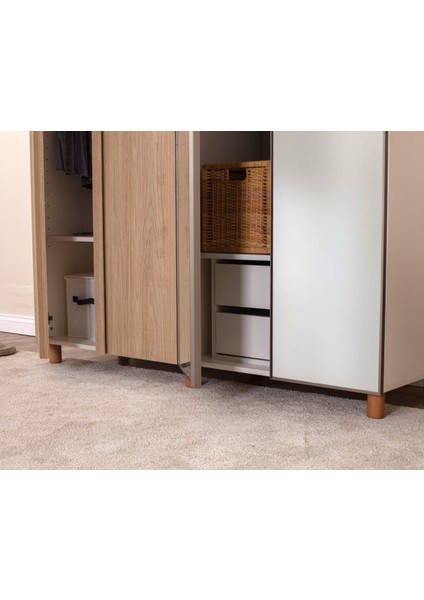 İtra 4 Kapaklı Gardırop – Krem Gövde, Meşe MDFLAM Aynalı Kapak fırsatları