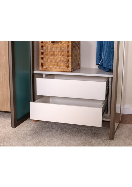 İtra 4 Kapaklı Gardırop – Krem Gövde, Meşe MDFLAM Aynalı Kapak indirimleri