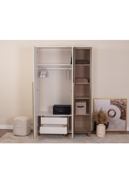 İtra 3 Kapaklı Gardırop – Krem Gövde, Krem Lake, Camlı Kapak fiyatları