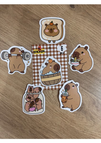 Capybara Büyük Boy Sticker Etiket 6 Adet indirimleri