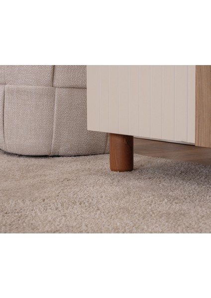 İtra 3 Kapaklı Gardırop – Krem Gövde, Krem Lake, Camlı Kapak