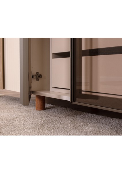 İtra 4 Kapaklı Gardırop – Krem Gövde, Krem Lake Camlı Kapak