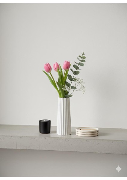 Dekoratif Vazo Bohem Tarz Büyük Boy Zarif Çizgili Iskandinav Vazo / Ev Ofis 19 cm indirimleri