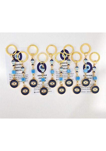 Öğretmenler Günü Hediyelik 10'lu Şans Balık Nazar Boncuklu Anahtarlık 10,5 cm