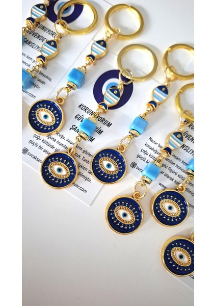 Öğretmenler Günü Hediyelik 10'lu Şans Balık Nazar Boncuklu Anahtarlık 10,5 cm fiyatları