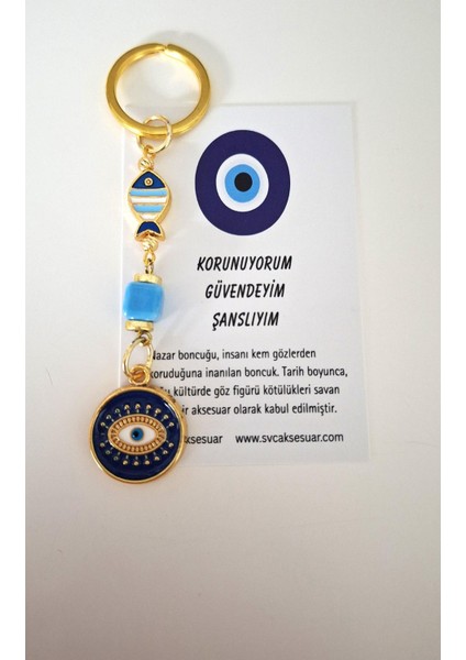 Öğretmenler Günü Hediyelik 10'lu Şans Balık Nazar Boncuklu Anahtarlık 10,5 cm indirimleri